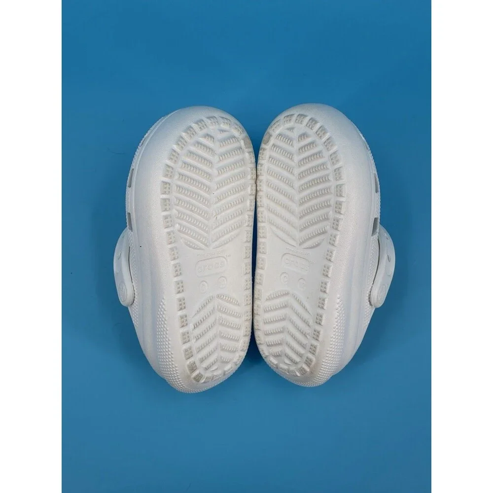 Crocs Kids C12 White Platform Clogs Classic Slip On Comfort Shoes